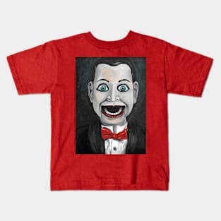 Creepy Scary Ventriloquist Dummy Doll Kids T-Shirt